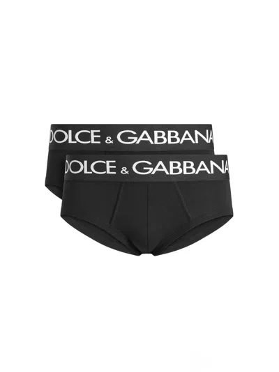 Dolce & Gabbana Two-pack Cotton Jersey Briefs In Black