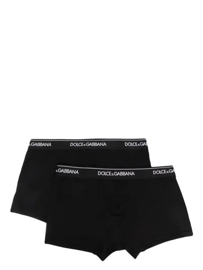 Dolce & Gabbana Two-pack Of Stretch Cotton Regular-fit Boxers Clothing In Black