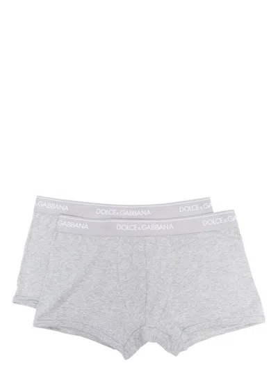 Dolce & Gabbana Two-pack Stretch Cotton Regular-fit Boxers In Grey