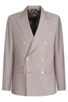 Dolce & Gabbana Wool And Silk Double-breasted Suit In Grey