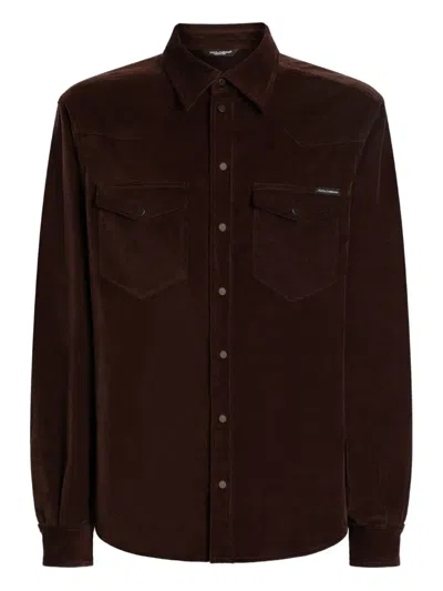 Dolce & Gabbana Two-pockets Shirt In Brown