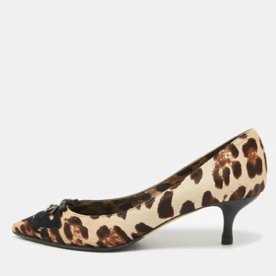 Pre-owned Dolce & Gabbana Two Tone Animal Print Calf Hair Pointed Toe Pumps Size 37 In Brown