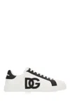 Dolce & Gabbana Portofino Light Strobel Sneakers In Canvas And Calfskin In White