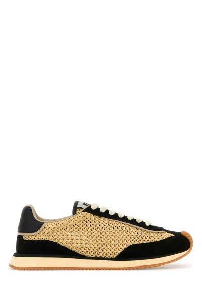 Dolce & Gabbana Two-tone Crochet And Suede Dg Cushion Sneakers In Naturalenero