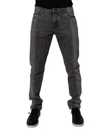 Dolce & Gabbana Two Tone Gray Cotton Denim Men's Jeans