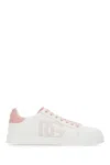 Dolce & Gabbana Portofino Low-top Leather Sneakers With Lateral Monogram In Pink