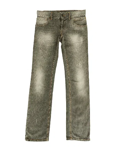 Pre-owned Dolce & Gabbana Two Tone Ripped Slim Fit Denim Jeans In Black