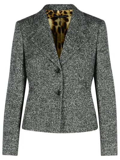 DOLCE & GABBANA DOLCE & GABBANA TWO-TONE VIRGIN WOOL BLEND JACKET WOMEN