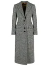 Dolce & Gabbana Herringbone Long Length Notched Lapels Coat In Gray