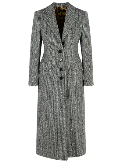 Dolce & Gabbana Two-tone Virgin Wool Coat Women In Gray