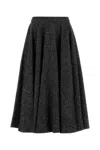 Dolce & Gabbana Midi Circle Skirt In A Dotted Wool Blend In Black