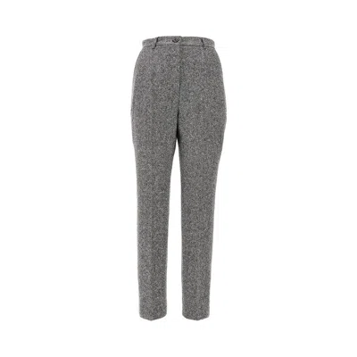 Dolce & Gabbana Two-tone Wool High-rise Pants In Black