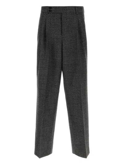 Dolce & Gabbana Pleated Wool Trousers With Belt Loops And Pockets In Gray