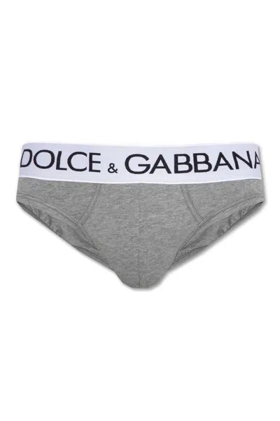 Dolce & Gabbana Two Way Stretched Mid-rise Briefs In Melange Grey