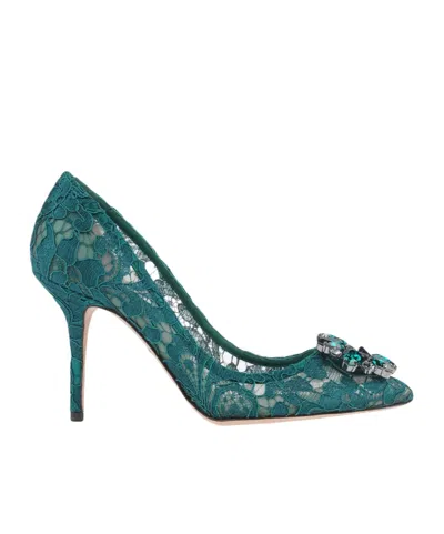 Dolce & Gabbana Two-color Lace High Heels In Multi