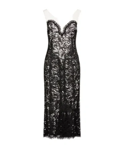 Dolce & Gabbana Two-color Tight Dress In Black