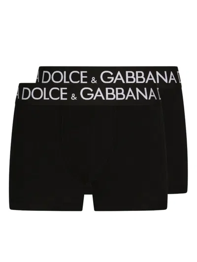 Dolce & Gabbana Two-pack Boxer Briefs For Men In Black