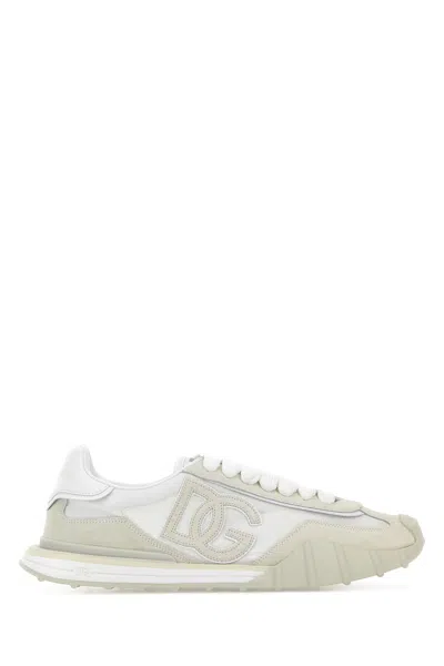 Dolce & Gabbana Two-tone Canvas And Suede Dg Athletic Sneakers In White