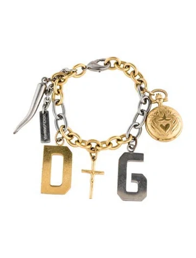 Pre-owned Dolce & Gabbana Two-tone Charm Bracelet, 6.75" In Multi
