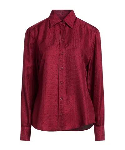 Dolce & Gabbana Two-tone Jacquard Long-sleeve Shirt In Red