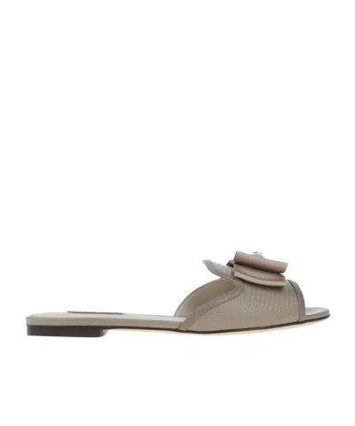 Dolce & Gabbana Two-tone Leather Slippers In Multi