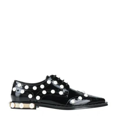 Dolce & Gabbana Two-tone Leather Strapped Shoes In Black