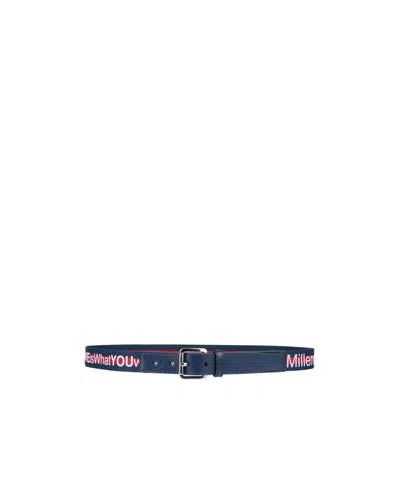 Dolce & Gabbana Two-tone Leather Woven Belt In Blue