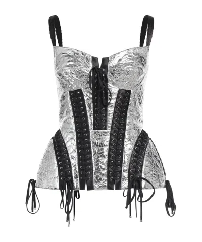Dolce & Gabbana Two-tone Metal Vest In Gray