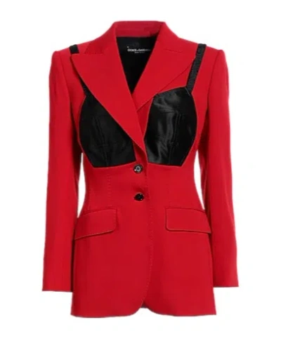 Dolce & Gabbana Twotone Minimalist Blazer In Red