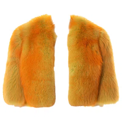 Pre-owned Dolce & Gabbana Two-tone Orange And Lime Fox Fur Cropped Jacket, Fw 1999