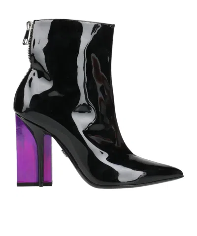 Dolce & Gabbana Two-tone Patent Leather Ankle Boots In Black