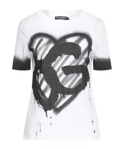 Dolce & Gabbana Two-tone Printed Short-sleeve T-shirt In Multi
