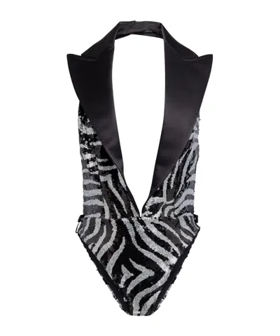 Dolce & Gabbana Two-tone Satin Sleeveless Top In Animal Print