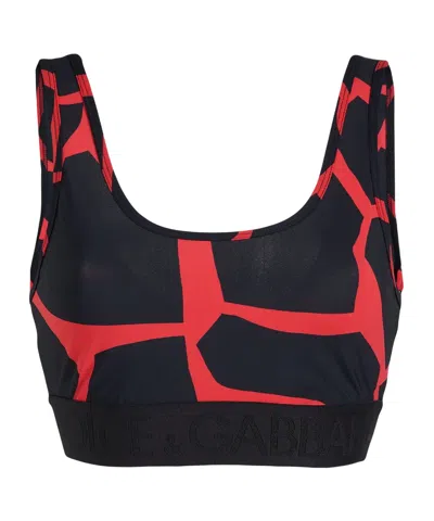 Dolce & Gabbana Giraffe-print Jersey Bralette In Black