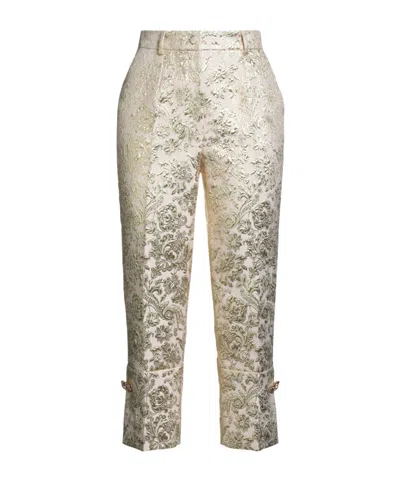 Dolce & Gabbana Two-tone Trimmed Cropped Pants In Nude