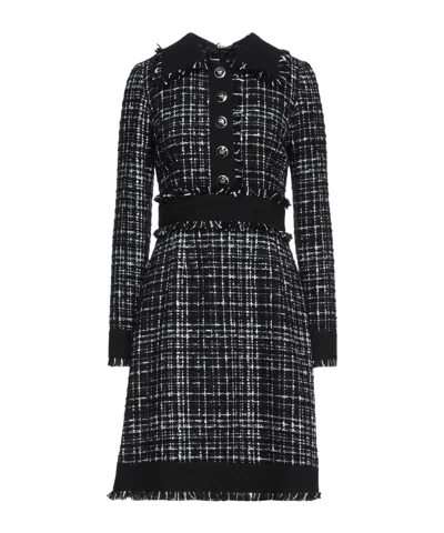 Dolce & Gabbana Two-tone Tweed Dress In Black