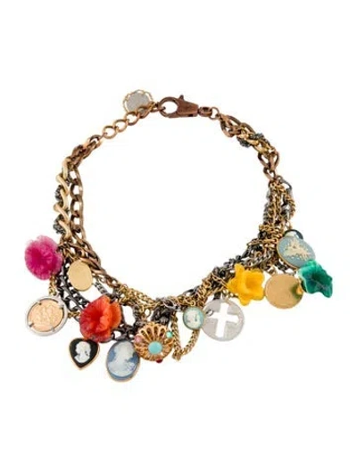 Pre-owned Dolce & Gabbana Two-toned Resin Multistrand Pendant Necklace, 18"