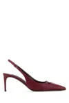 Dolce & Gabbana Bordeaux Slingback Pumps With Medium Stiletto Heel And Logo Plaque On The Front In Patent Leather Wo
