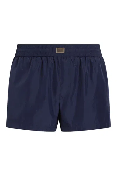 Dolce & Gabbana Medium-sized Lightweight Swim Trunks With Logo In Blue