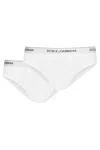 Dolce & Gabbana Pack Of 2 White Cotton Briefs With Black Logo In White