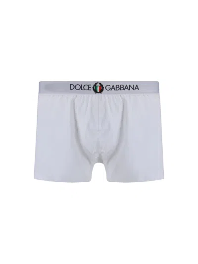 Dolce & Gabbana Logoed Waistband Cotton Briefs Stretch Fit In Bianco Ottico