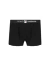 Dolce & Gabbana Two-way-stretch Jersey Regular-fit Boxers With Emblem In Nero