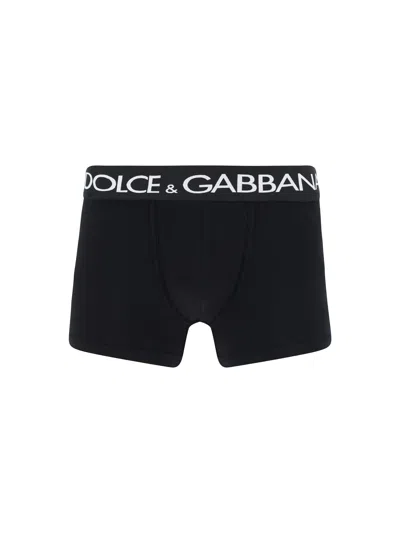 Dolce & Gabbana Logo-waist Cotton Boxer Briefs In Black