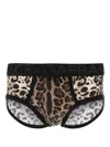 Dolce & Gabbana Animal Print Boxers With Elastic Waistband In Brown
