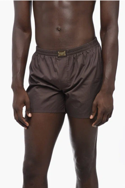 Dolce & Gabbana Underwear Cotton And Silk Shorts With Golden Logo