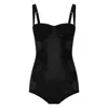 Dolce & Gabbana Lace-trimmed Silk-blend Satin Bodysuit In Black