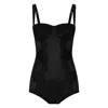 Dolce & Gabbana Lace-trimmed Silk-blend Satin Bodysuit In Black