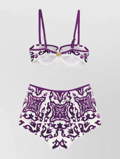 Dolce & Gabbana Underwire High-waisted Bikini Adjustable Straps In Purple