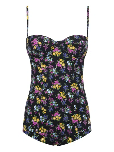 Dolce & Gabbana Underwired Padded Bra Top With Adjustable Spaghetti Straps And Back Clasp In Multi