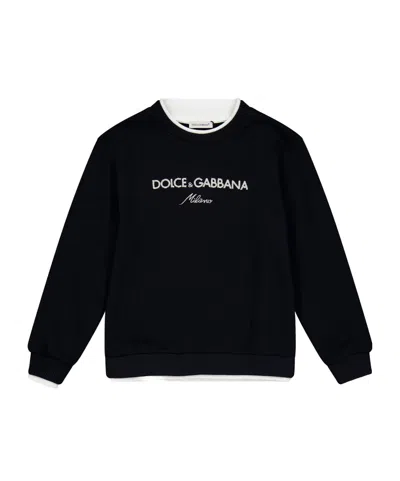 Dolce & Gabbana Unisex Kids' Logo Crew Sweatshirt In Black